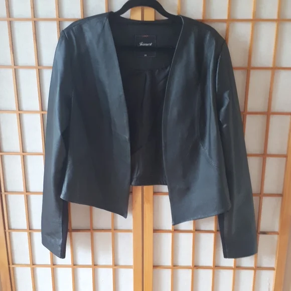 Jeanswest black leather Open Jacket size 14 - Picture 6 of 9